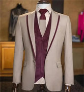 Slim Fit Formal Men Suits for Prom Wedding Groom Tuxedo Notched Lapel Fashion Blazer 3 Pieces Male Suit Jacket Pants Vest